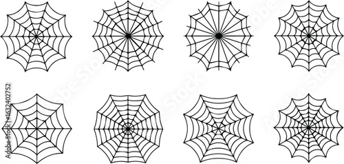  collection of spiderweb shapes isolated on white background for halloween decorations and scary designs, perfect for spooky and creepy themes