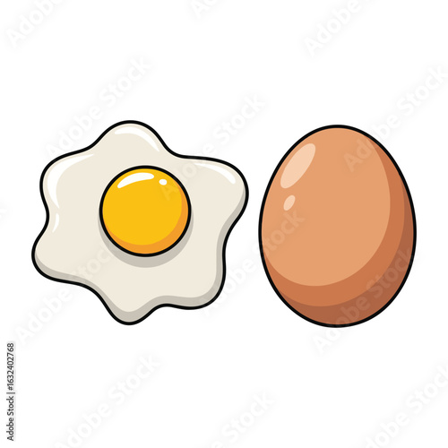 fried egg on white background