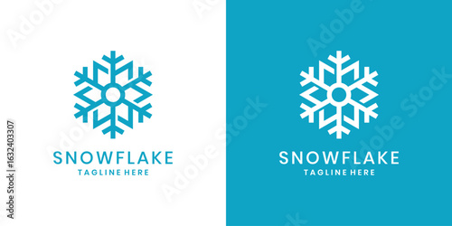 Snowflake logo design with geometric ice symbol