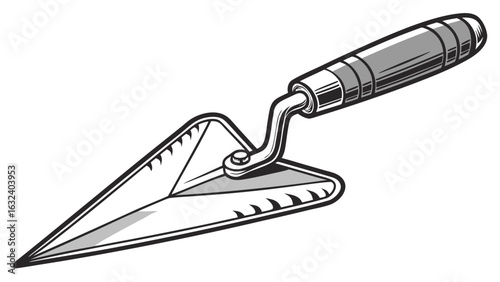 Isolated on a white background, a metal trowel is an essential tool for office design and business equipment