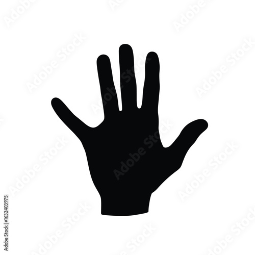 Black Silhouette of an Open Hand palm fingers