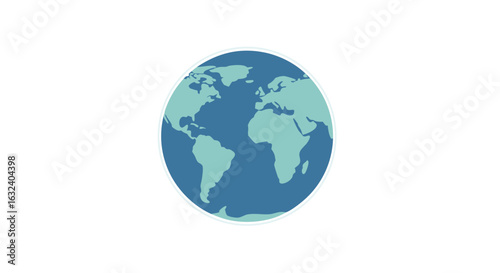 Stylized Globe Illustration Showcasing Continents in a Flat Design Aesthetic