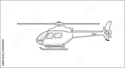 Helicopter Outline Illustration Depicting Aviation and Aerial Transport for Stock Use, Highlighting Aircraft Design and Modern Conveyance Methods