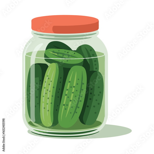 pickled cucumbers in glass jar