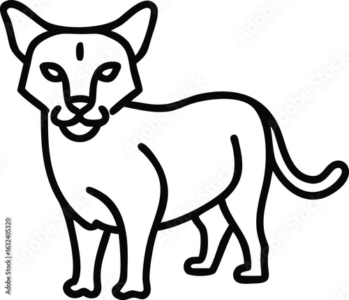 african golden cat line arts with white background