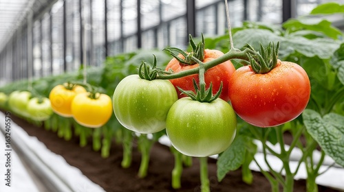 Wallpaper Mural Ripening Tomatoes on Vine in Modern Greenhouse Torontodigital.ca