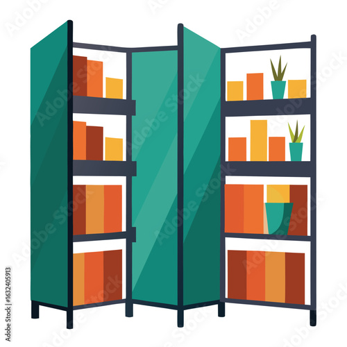 Modern room divider with open shelves