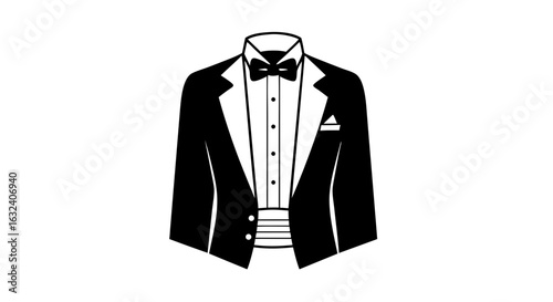 Elegant Black Tie Attire Illustration for Formal Events and Celebrations Portraying Refined Style and Classic Design Depicting Luxury