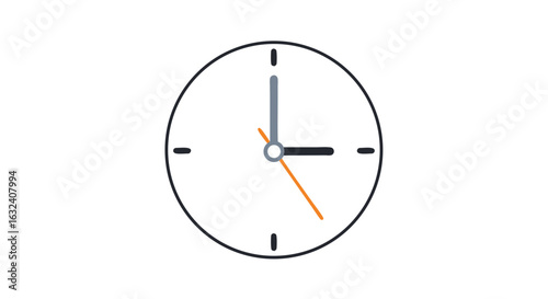 Clock face illustration displaying a quarter past eleven, a minimalist design emphasizing time measurement and graphic simplicity