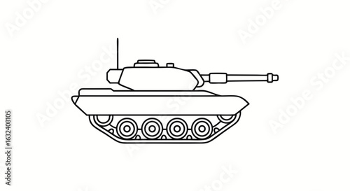 Stylized tank outline graphic, depicting military hardware in a simplified, modern design for digital or print use illustration tank outline