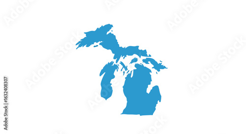 Michigan State Outline Vector Illustration on Clean White Background for Design Needs
