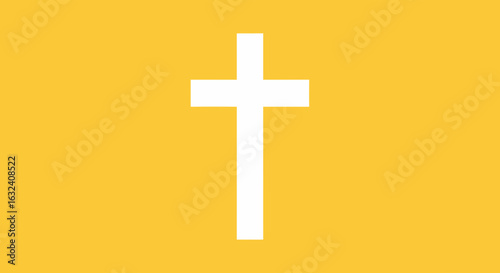 Simple Symbolism: A Crisp White Cross on a Golden-Yellow Backdrop Illuminates Faith