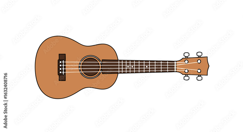 Obraz premium Isolated Ukulele Illustration Depicts a Simple Musical Instrument Graphic Style, Musicality and Harmonic Design Elements Showcasing Craftsmanship