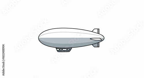 Airship icon with a vintage style, a classic form of aerial transportation reminiscent of golden age travel, on a clean white background