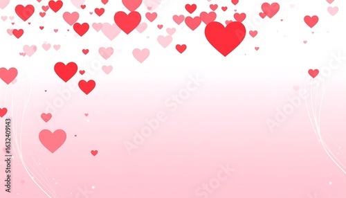Delicate Hearts Falling Against a Soft Pink Gradient