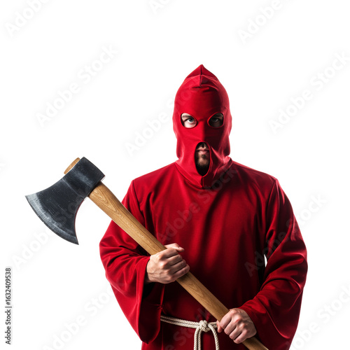 An executioner with an axe isolated on white background