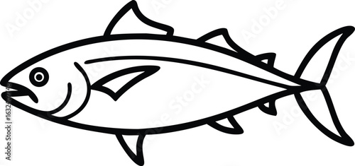 albacore tuna line arts with white background