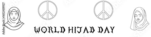 Cultural Respect Hijab & Peace Line Icons – Minimal Black & White