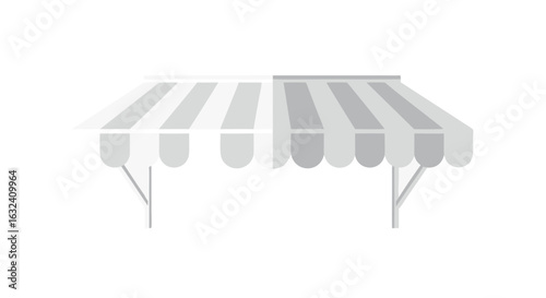 Stylized awning illustration with alternating stripes and decorative scallops for graphic design projects