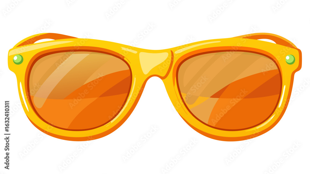 Fototapeta premium olive fashion sunglasses with yellow frames and lenses isolated on a white background