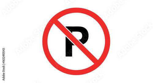 Symbolic depiction of a no parking zone, emphasizing prohibition with a clear and distinct circular sign illustration