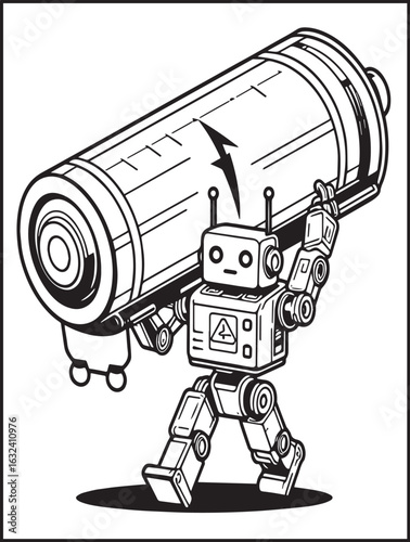Mechanical robot coloring page for kids and adults