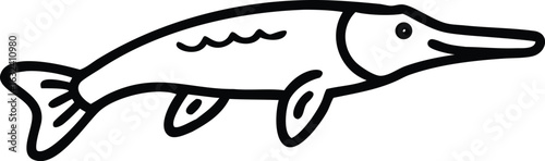 alligator gar line arts with white background