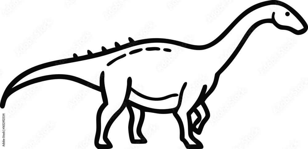 Fototapeta premium amargasaurus line arts with white background. hand drawn of Amargasaurus line art .