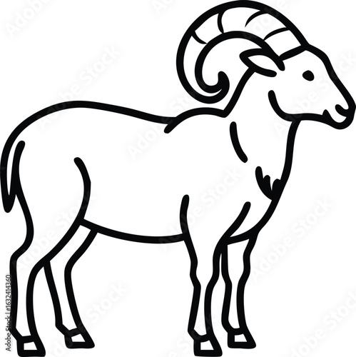 aoudad sheep line arts with white background 