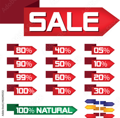 Best for sale sticker, price tag, quality mark, Red postage stamps, A collection of different colored star stickers, Realistic red price tags collection, Special offer or shopping discount label.