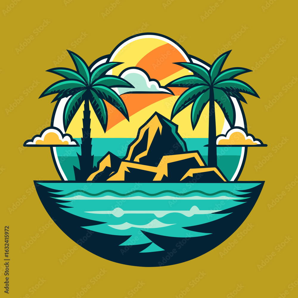Fototapeta premium tropical island with palm trees