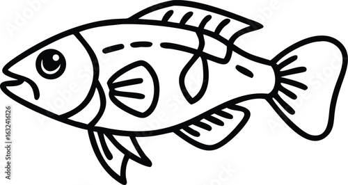 archerfish line arts with white background