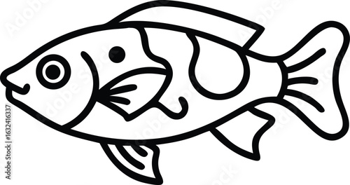 archerfish line arts with white background