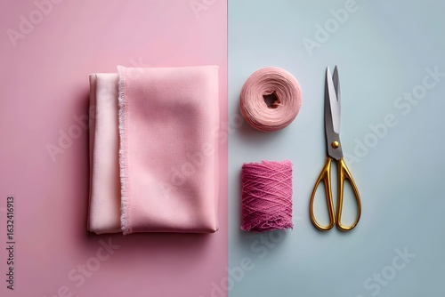 Ecofriendly Diy Project Materials Flatlay with Clean Fabric Background