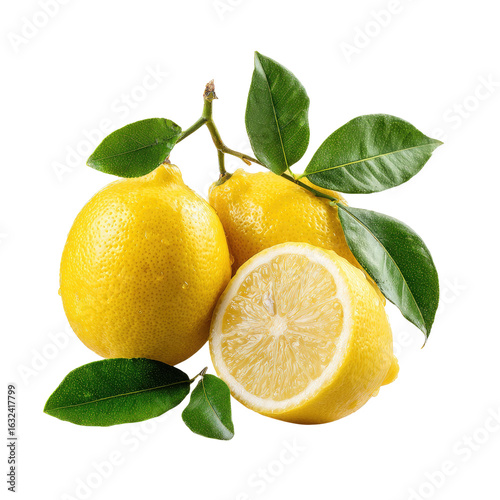Wallpaper Mural Fresh lemons with leaves, close-up Torontodigital.ca