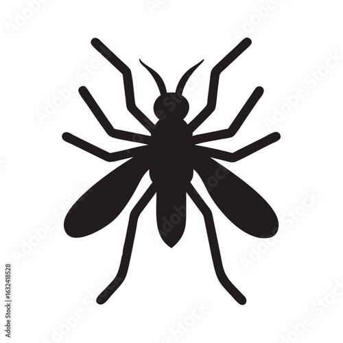 Black mosquito isolated on white background, a dangerous insect and pest, representing the risk of disease transmission, such as malaria, dengue, and zika virus