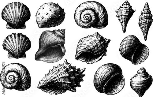 Vintage Seashell Pattern Illustration for Beach Art