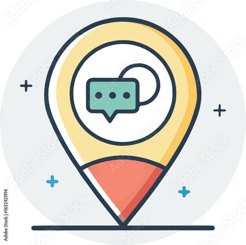 Location Pin with Chat Bubble Icon Representing Communication and Social Connectivity
