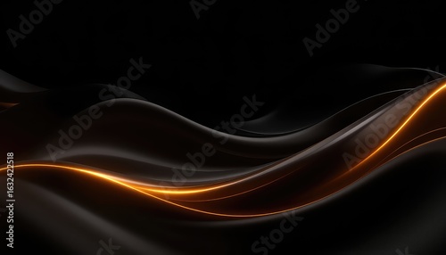 Panel kuchenny z motywem Abstract black waves with golden light streaks creating a luxurious, elegant, and captivating background