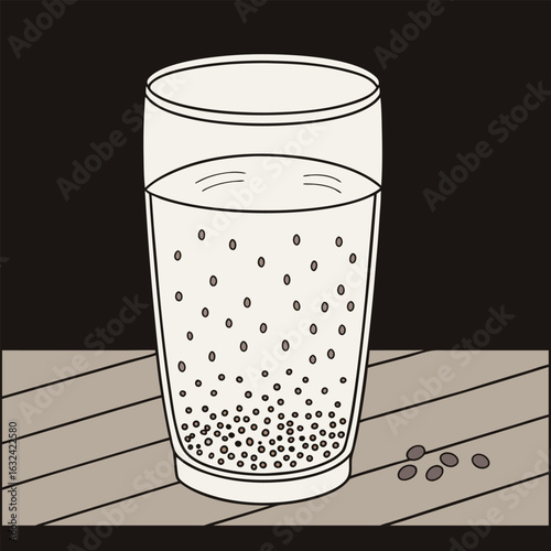 A glass of chia seeds