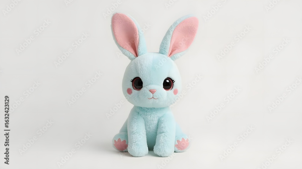 Obraz premium Kawaii Plush Animal Toy 3D Illustration on White