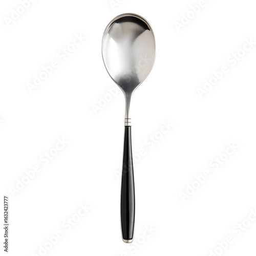Silver soup spoon on white