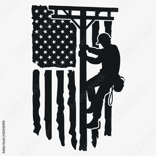Lineman Flag svg, US Lineman svg, Distressed Flag svg, American Flag svg, Patriotic svg, USA Flag svg