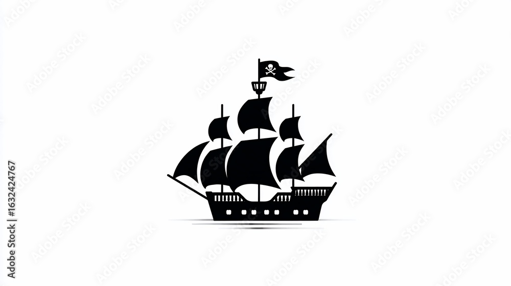 Fototapeta premium Silhouette of a pirate ship