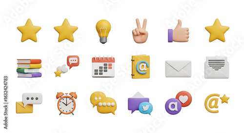 Canvas Print Collection of colorful three dimensional icons for education social media and bu