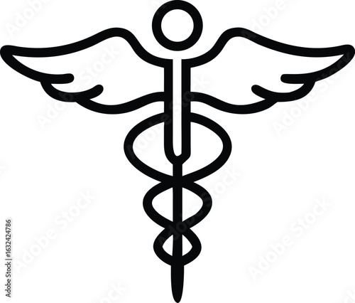 caduceus  medical symbol   icon. Caduceus medical symbol hand drawn outline doodle icon.
