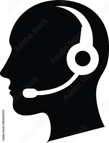 call center agent in profile view silhouette