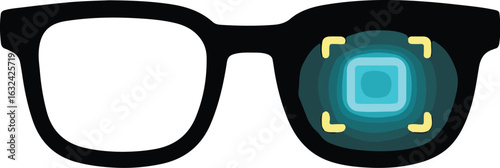 black glasses on white background