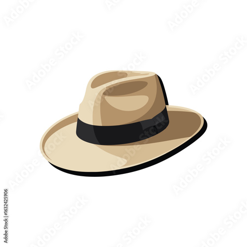 Classic tan fedora hat with black band