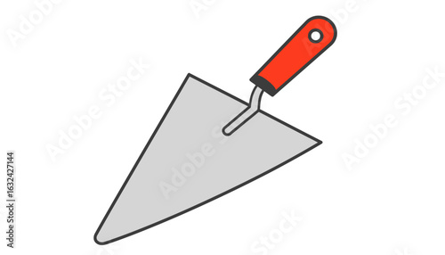 Vector illustration of a masonry trowel. A simple construction tool icon for building, plastering, or bricklaying projects.